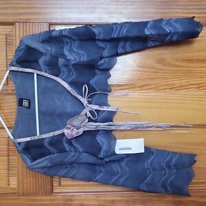 Legate Vintage Italian Wavy Blue and Gray Cropped Shrug Made In Italy